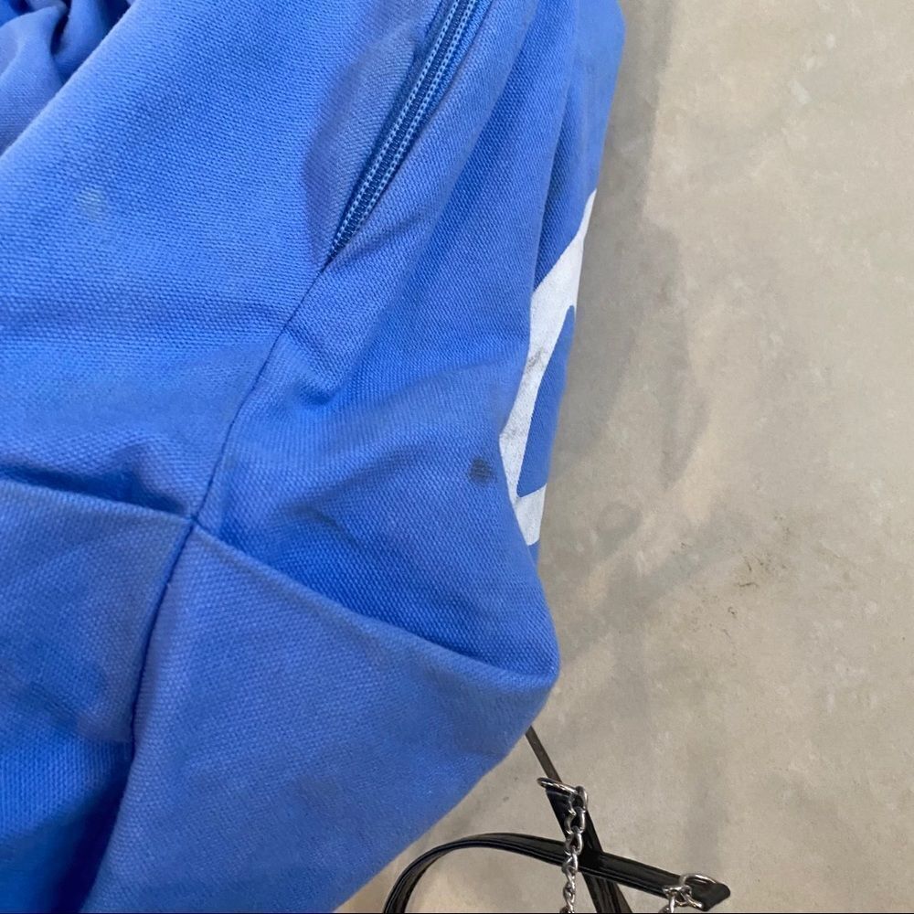 Peace Love World blue/ purple print canvas tote - Picture 12 of 12